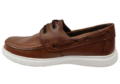 Pegada Vico Mens Leather Comfortable Casual Boat Shoes Made In Brazil