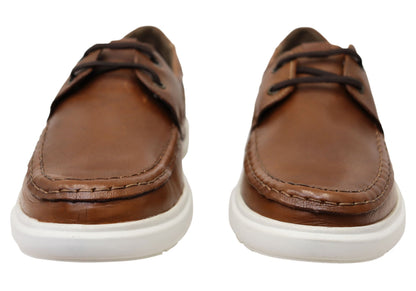 Pegada Vico Mens Leather Comfortable Casual Boat Shoes Made In Brazil