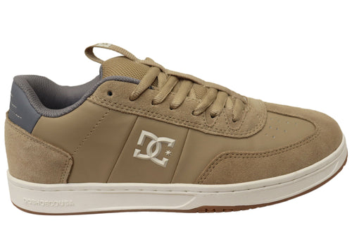 DC Shoes Mens Comfortable DC Astrix Leather Lace Up Shoes Tan Grey