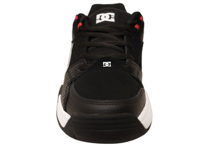 DC Shoes Mens Comfortable Leather Versatile Shoes Black White Red