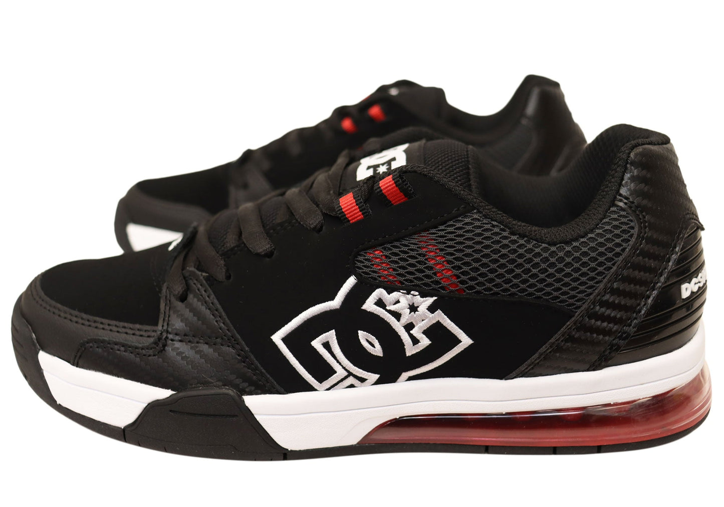 DC Shoes Mens Comfortable Leather Versatile Shoes Black White Red