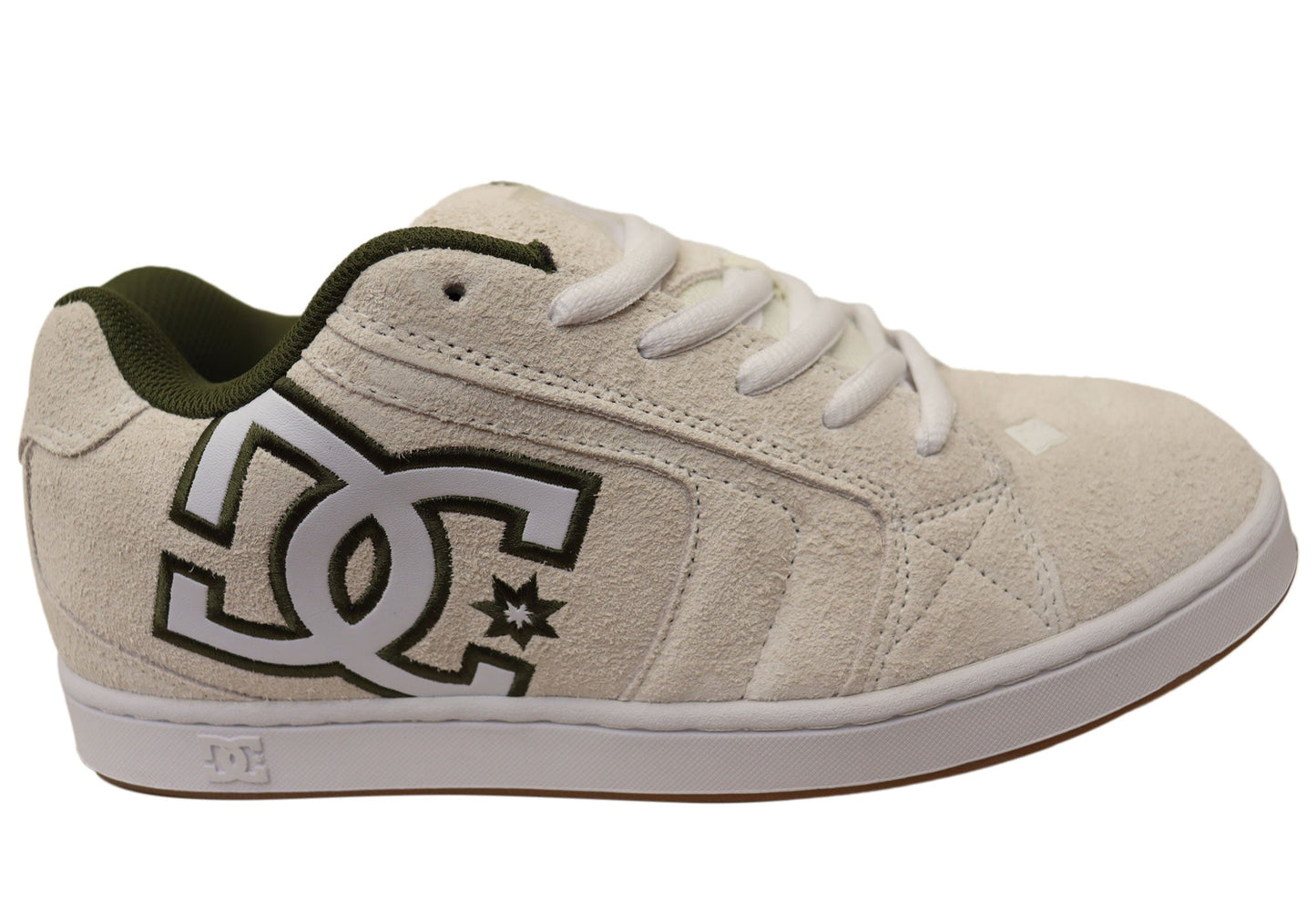 DC Shoes Mens Comfortable Leather Net SE Shoes Off White Green