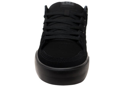 DC Shoes Mens Comfortable Leather Pure Lace Up Shoes Black Black Black