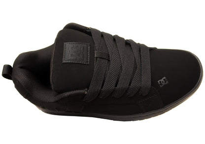 DC Shoes Mens Court Graffik Leather Lace Up Shoes Black Black Black