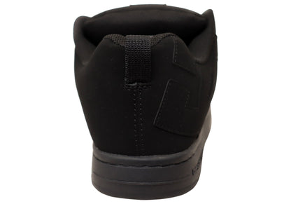 DC Shoes Mens Court Graffik Leather Lace Up Shoes Black Black Black