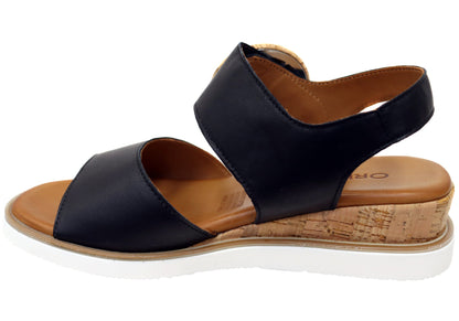 Orizonte Harmonyfeel Womens Comfortable European Leather Wedge Sandals