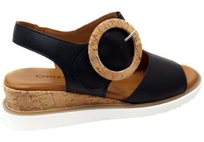 Orizonte Harmonyfeel Womens Comfortable European Leather Wedge Sandals