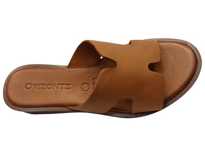 Orizonte Vividvibe Womens Comfortable European Leather Slides Sandals