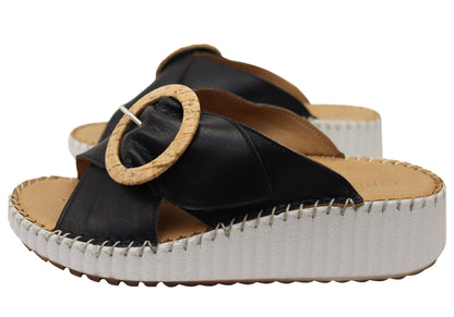 Orizonte Noblenest Womens Comfortable European Leather Slides Sandals
