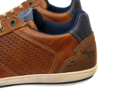 Wild Rhino Crest Mens Comfortable Leather Lace Up Casual Shoes