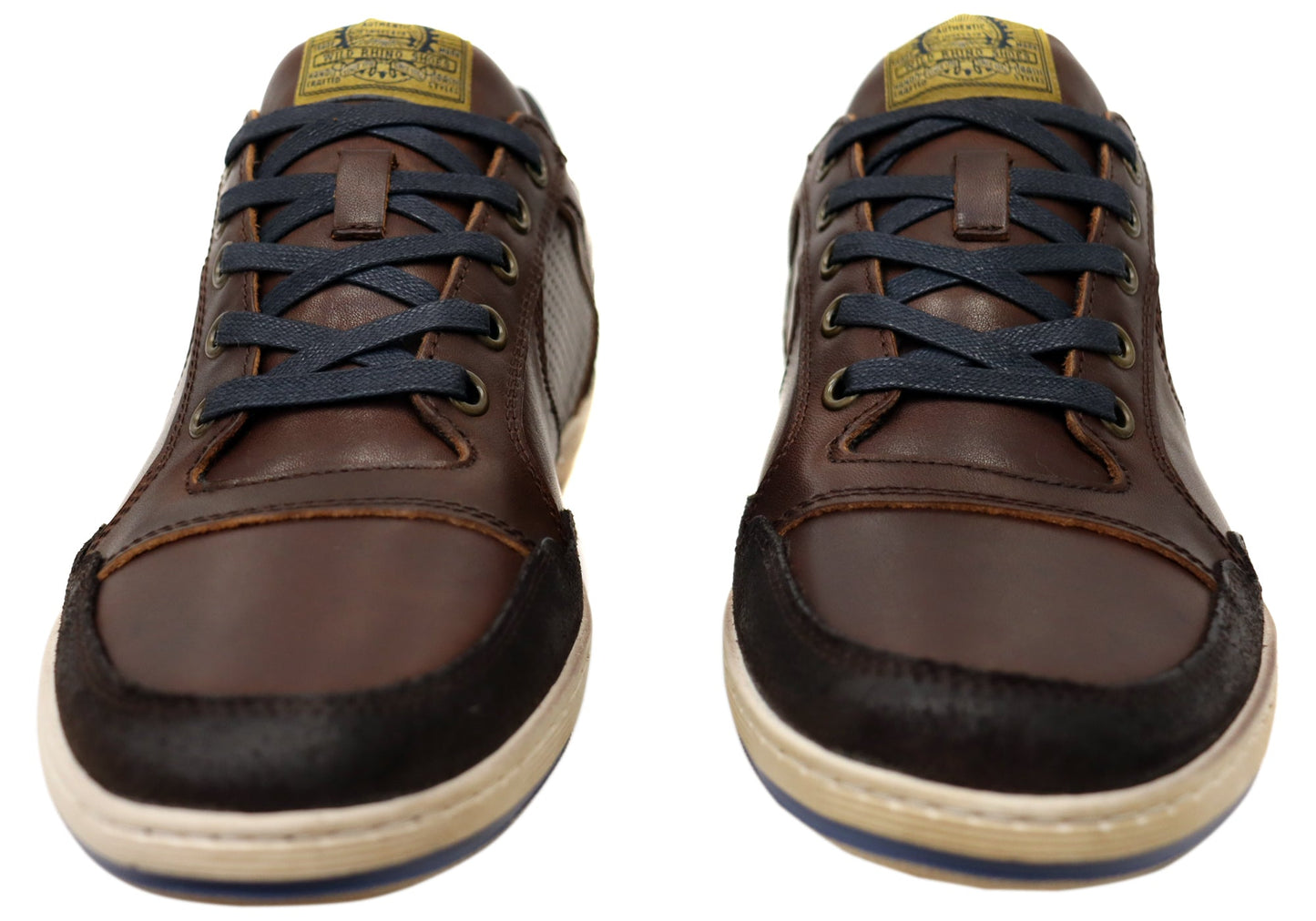 Wild Rhino Crest Mens Comfortable Leather Lace Up Casual Shoes