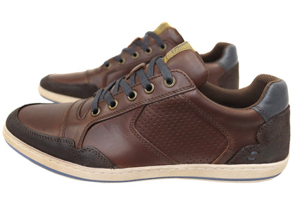 Wild Rhino Crest Mens Comfortable Leather Lace Up Casual Shoes