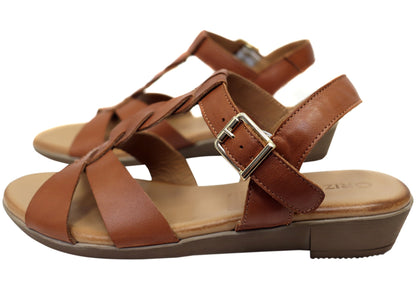 Orizonte Billyease Womens Comfortable European Leather Wedge Sandals