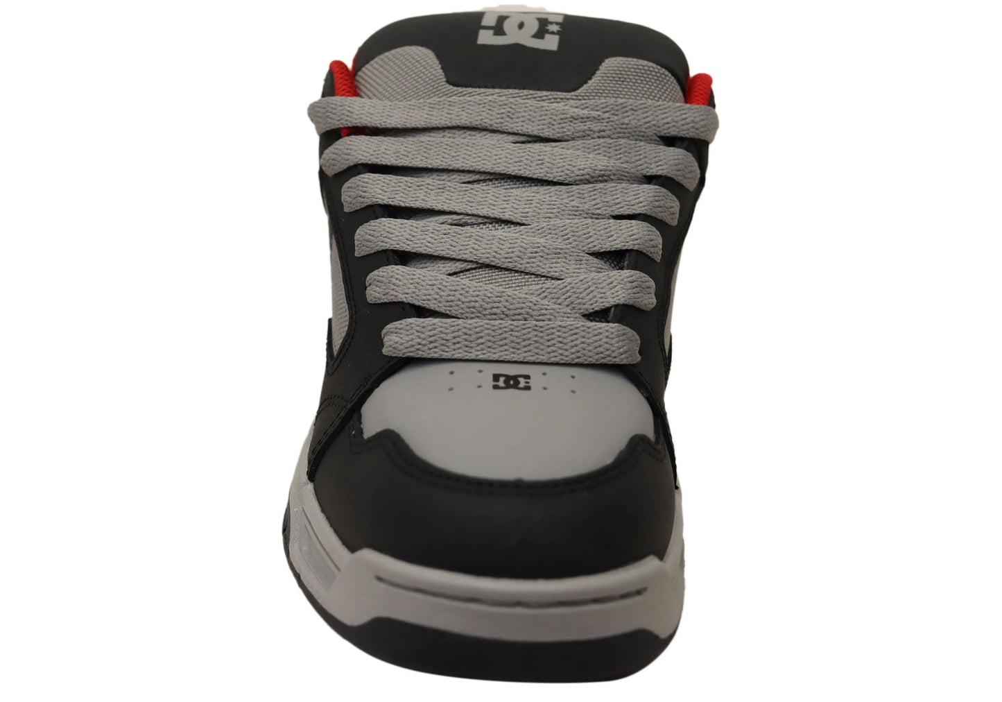 DC Shoes Mens DC Coiler Leather Lace Up Shoes Grey Black Red