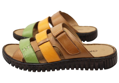 Orizonte Willowflex Womens Comfortable European Leather Slides Sandals