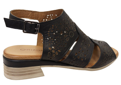 Orizonte Lotusloop Womens Comfort European Leather Low Heel Sandals