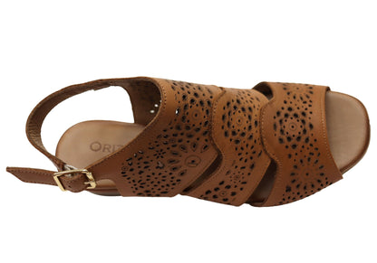 Orizonte Lotusloop Womens Comfort European Leather Low Heel Sandals