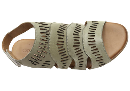 Orizonte Mellowmarch Womens Comfort European Leather Wedge Sandals