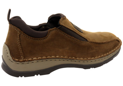 Rieker Mens 05363-26 Comfortable Leather Extra Wide Fit Slip On Shoes