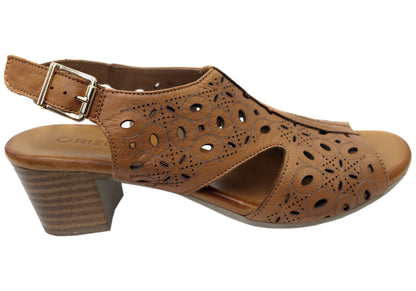 Orizonte Maplemelow Womens Comfort European Leather Mid Heel Sandals
