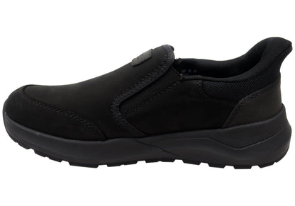 Rieker Mens 06052 Comfortable Leather Extra Wide Fit Slip On Shoes