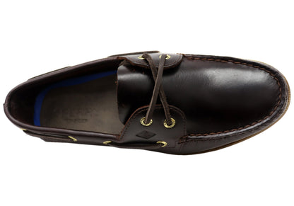 Sperry Mens A/0 2 Eye Leather Lace Up Comfortable Wide Fit Boat Shoes