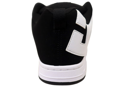 DC Shoes Mens Court Graffik Comfortable Leather Lace Up Shoes Black White