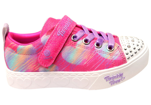 Skechers Kids Girls S Lights Heart Steps Heart Sketch Shoes Pink Multi