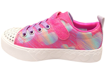 Skechers Kids Girls S Lights Heart Steps Heart Sketch Shoes Pink Multi