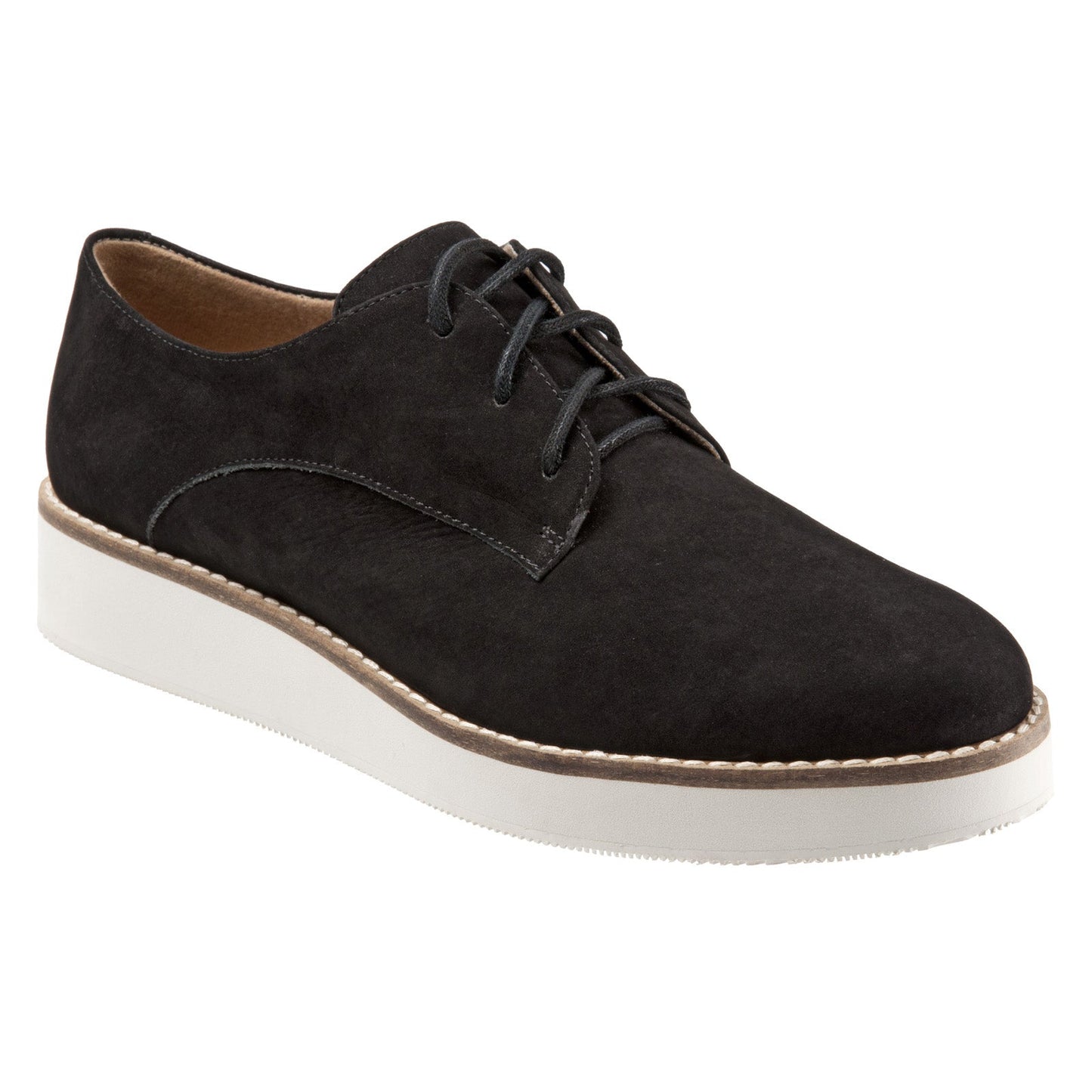Softwalk Willis S1811-001 Womens Black Narrow Leather Oxford Flats Shoes