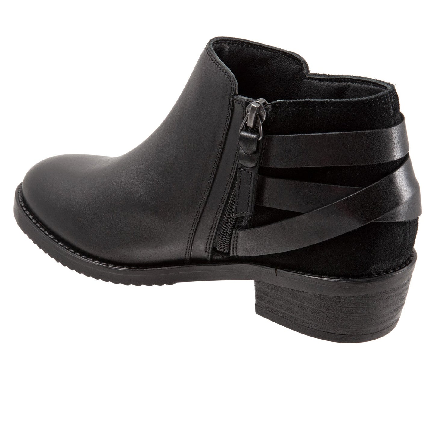 Softwalk Raleigh S2155-001 Womens Black Leather Zipper Ankle & Booties Boots