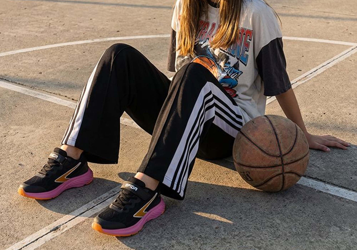 Sfida Switch Kids Girls Adjustable Strap Athletic Shoes Black Pink