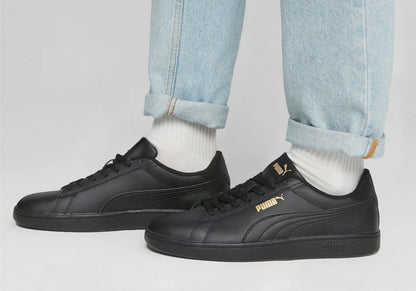 Puma Mens Smash 3.0 L Comfortable Black Lace Up Sneakers