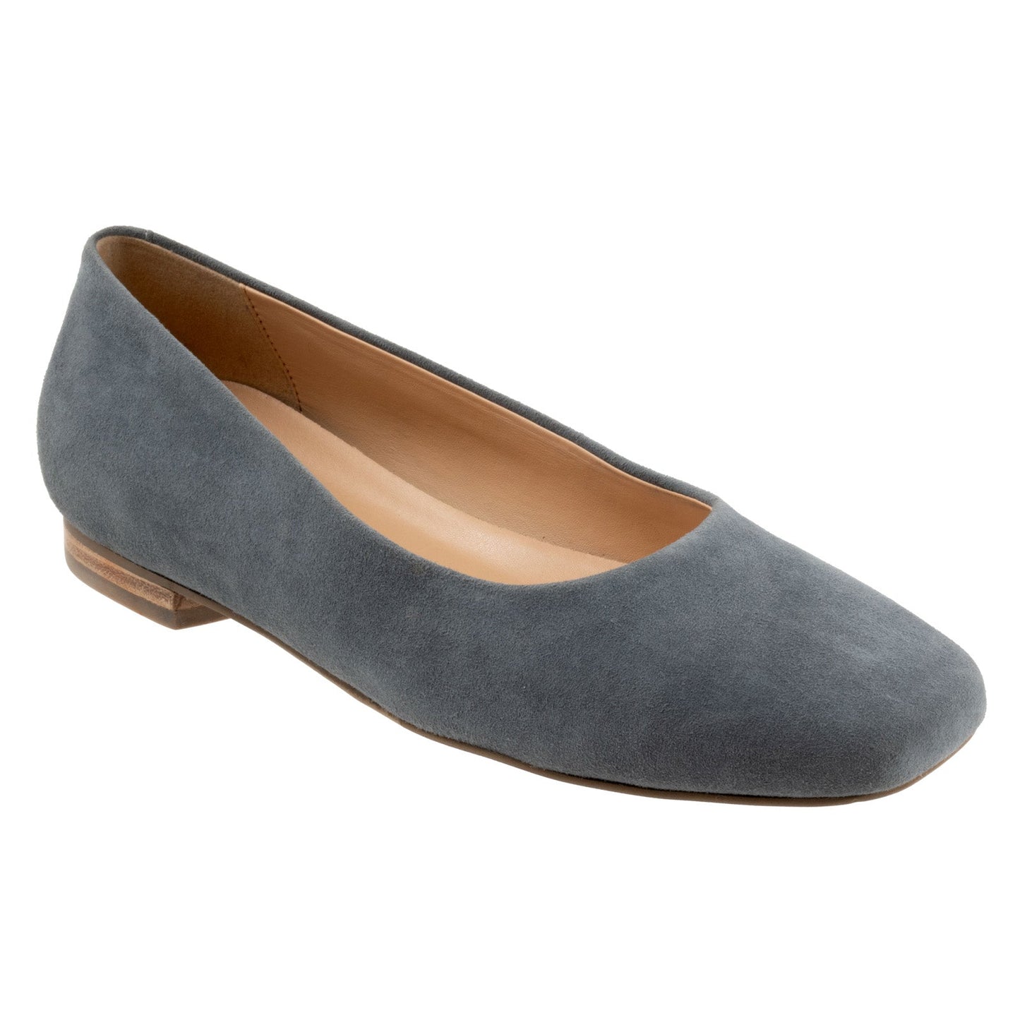 Trotters Honor T2057-471 Womens Gray Suede Slip On Ballet Flats Shoes