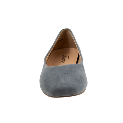 Trotters Honor T2057-471 Womens Gray Suede Slip On Ballet Flats Shoes