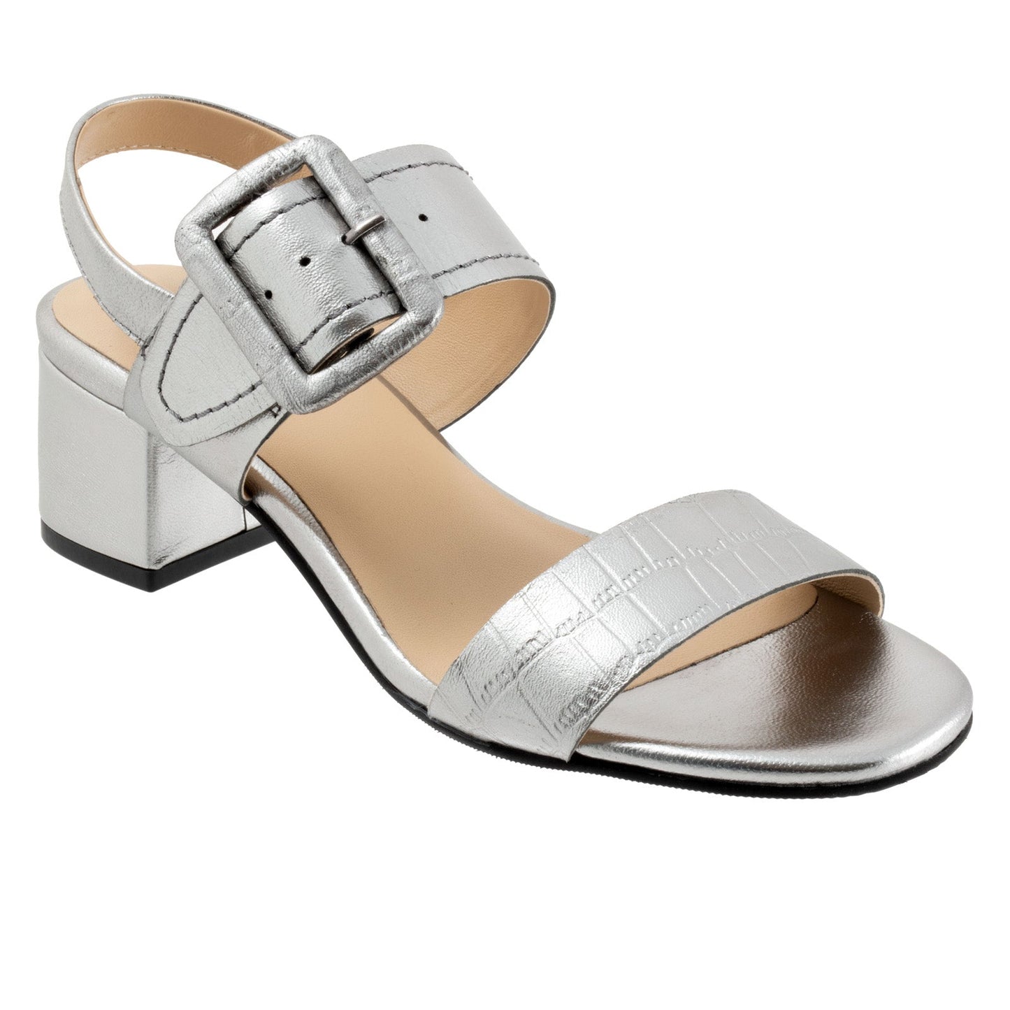 Trotters Laila T2222-043 Womens Gray Leather Heeled Sandals Shoes