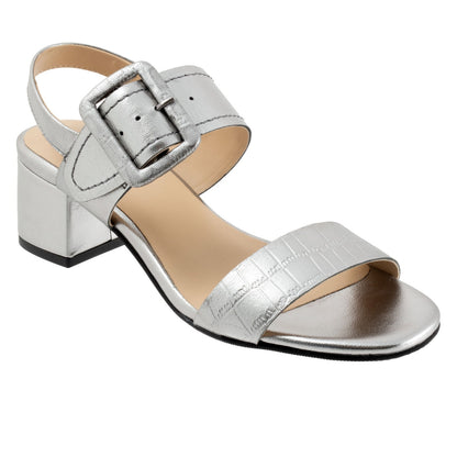 Trotters Laila T2222-043 Womens Gray Leather Heeled Sandals Shoes