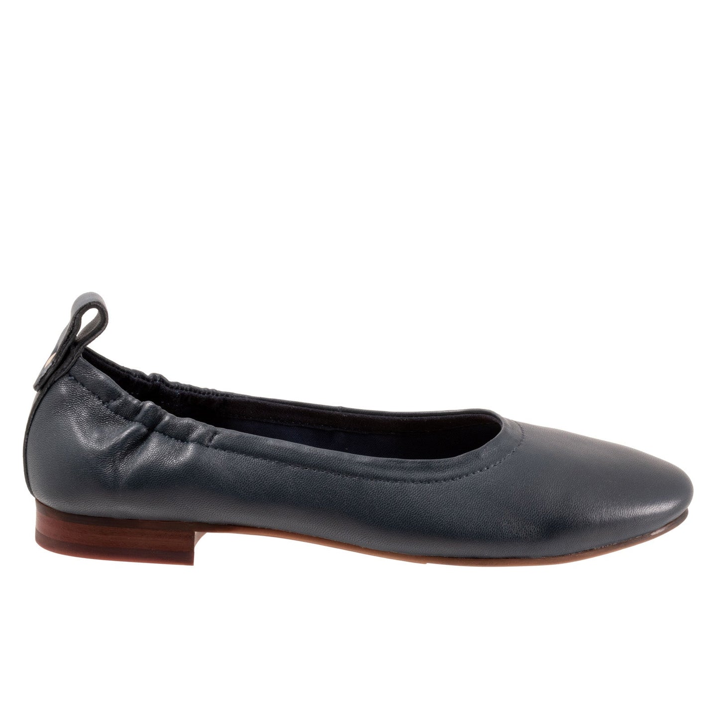 Trotters Gia T2252-400 Womens Blue Leather Slip On Ballet Flats Shoes