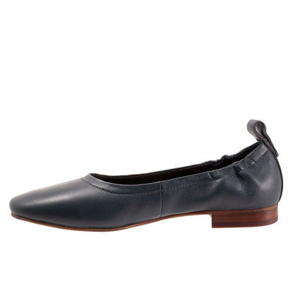 Trotters Gia T2252-400 Womens Blue Leather Slip On Ballet Flats Shoes