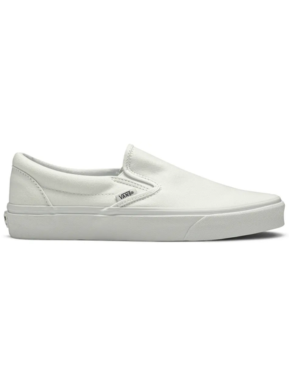 Vans Mens Classic Slip‑On Canvas Sneakers, Triple White, VN000EYEW00
