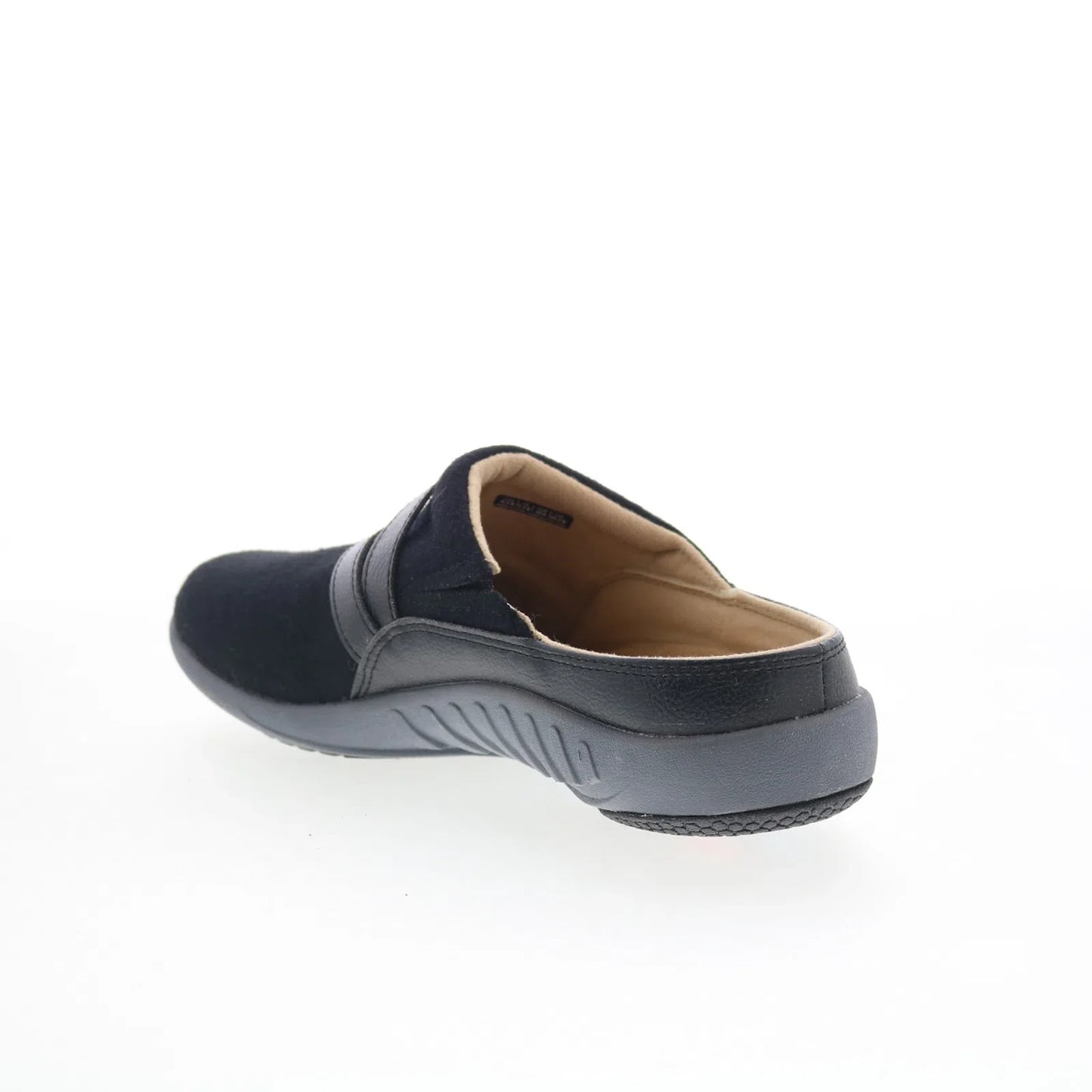 Spenco Ashton Wool Slide SP1046BLK Womens Black Suede Clogs Slippers Shoes