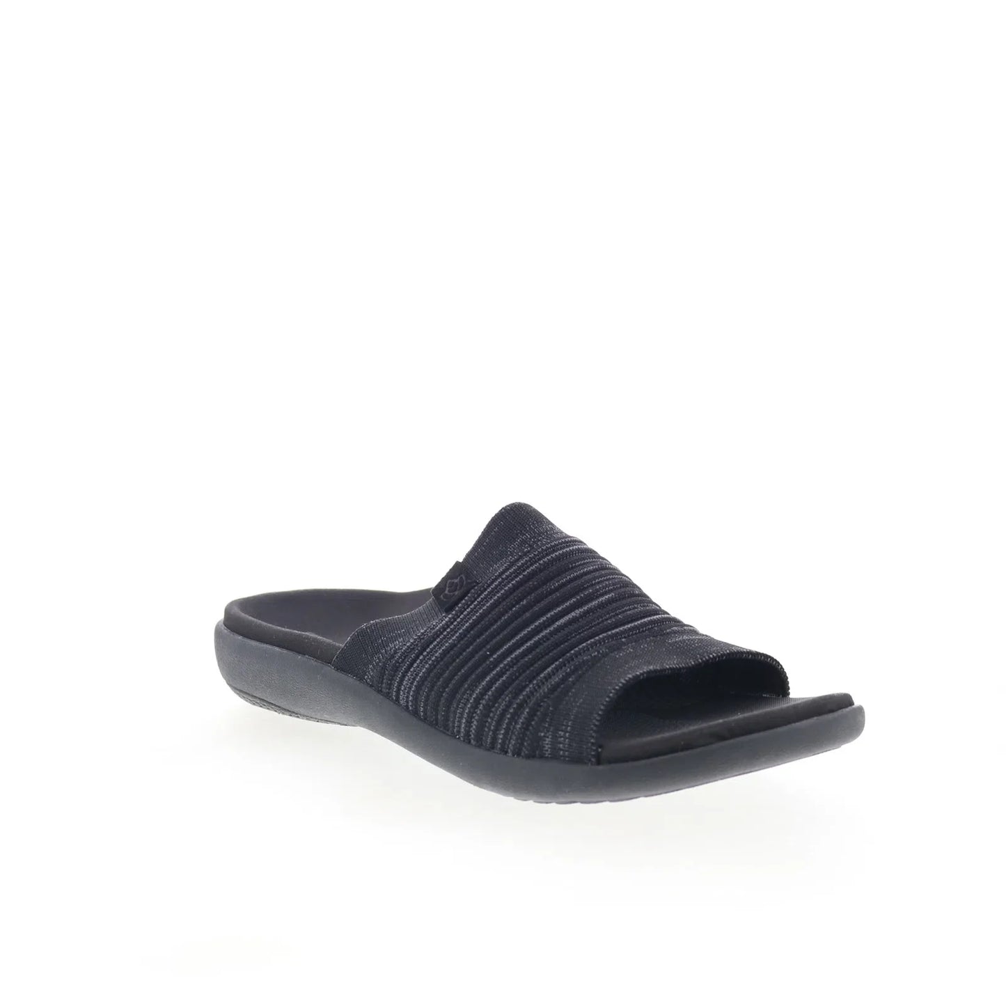 Spenco Astoria Slide SP1016BLK Womens Black Wide Canvas Slides Sandals Shoes