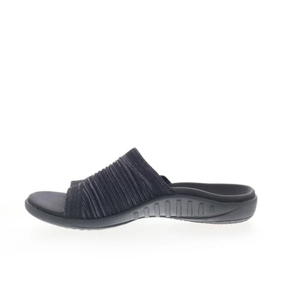 Spenco Astoria Slide SP1016BLK Womens Black Wide Canvas Slides Sandals Shoes