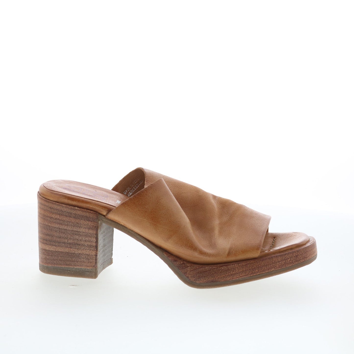 A.S. 98 Audien Womens Brown Leather Slip On Heeled Sandals Shoes