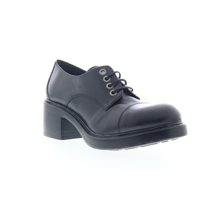 Miz Mooz Bleeker Womens Black Leather Oxfords & Lace Ups Casual Shoes