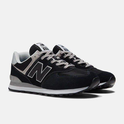 Men's Wide Fit New Balance ML574EVB Walking/Running Trainers - Exclusive - Black/White ENCAP