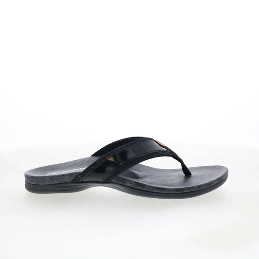 Spenco Cabo SP1225BLK Womens Black Leather Slip On Flip-Flops Sandals Shoes