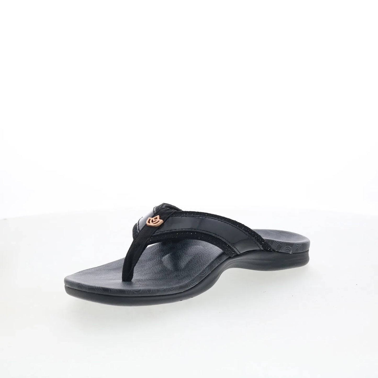 Spenco Cabo SP1225BLK Womens Black Leather Slip On Flip-Flops Sandals Shoes