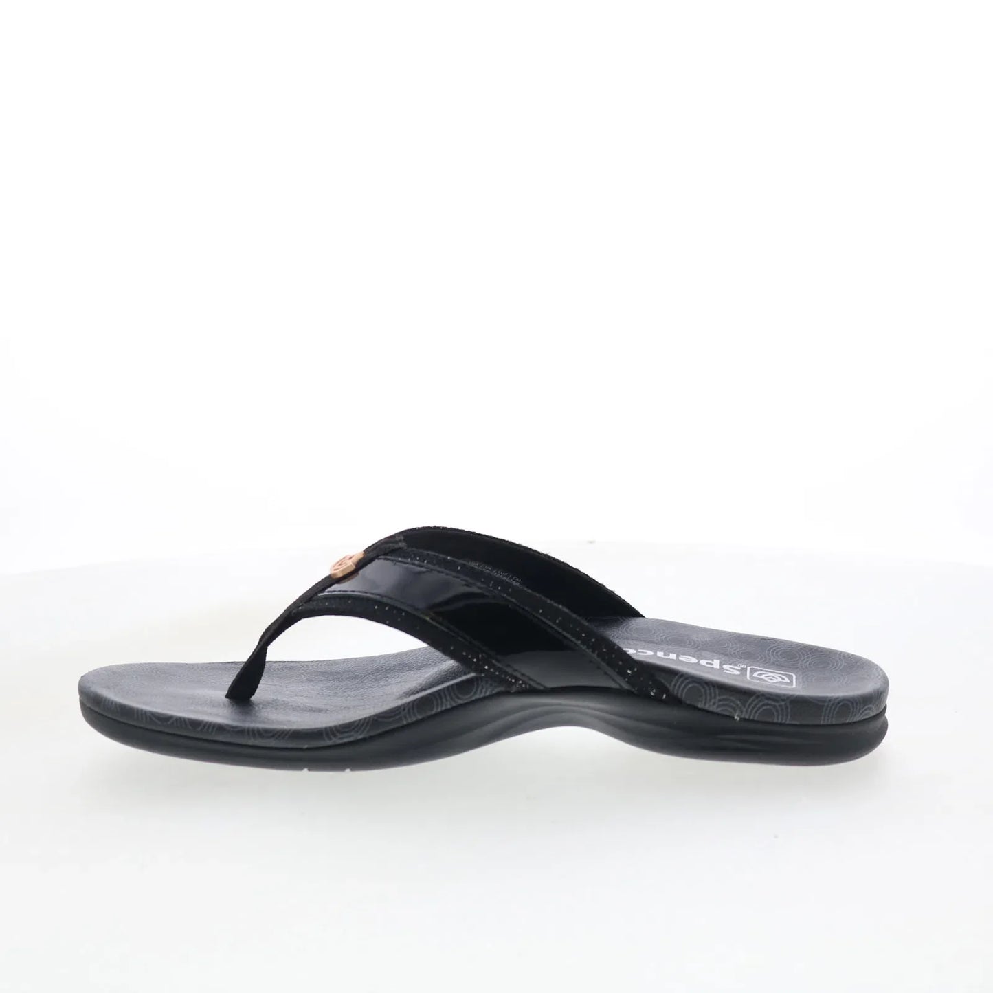 Spenco Cabo SP1225BLK Womens Black Leather Slip On Flip-Flops Sandals Shoes