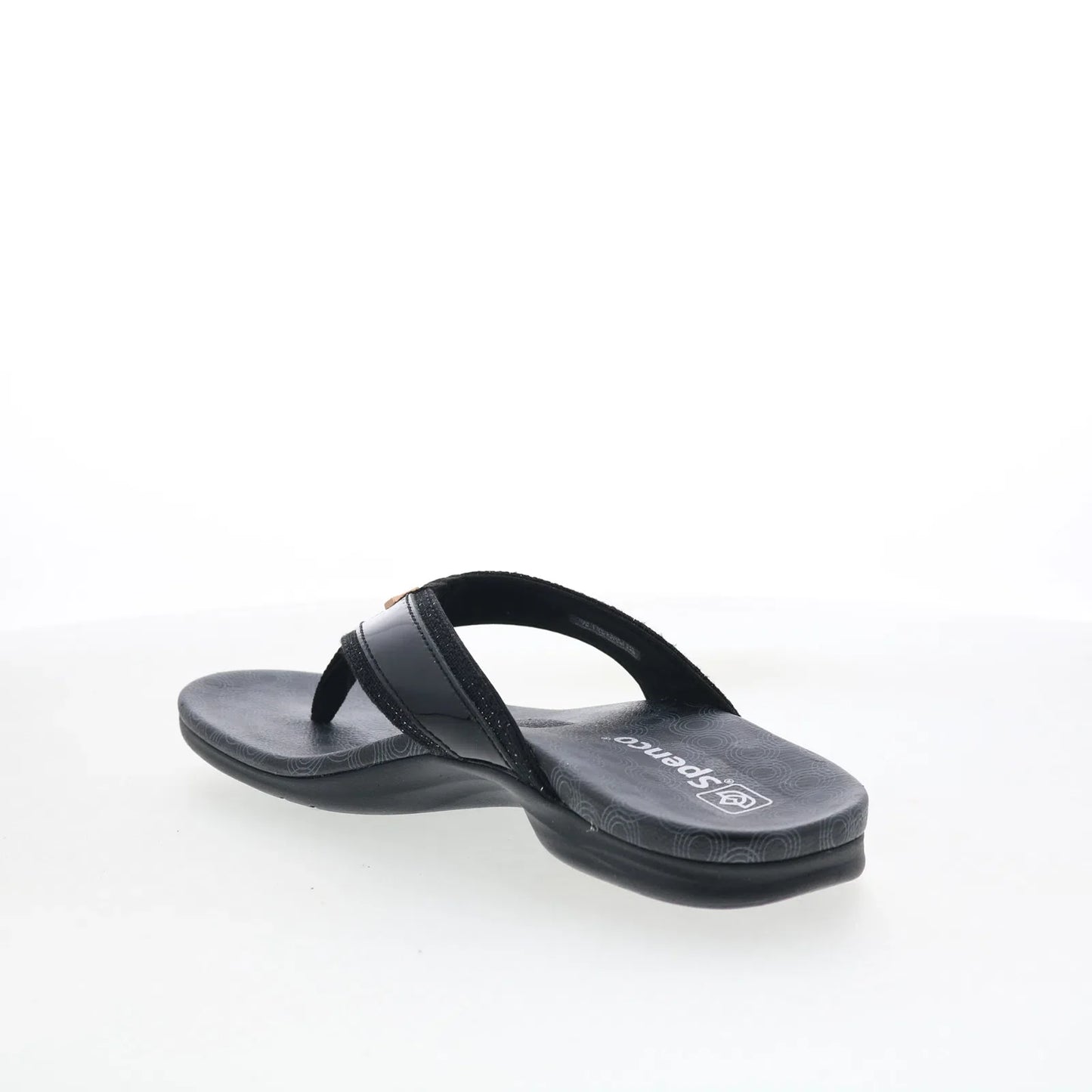 Spenco Cabo SP1225BLK Womens Black Leather Slip On Flip-Flops Sandals Shoes